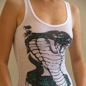 JUNKER DESIGNS WOMENS SHEER WHITE COBRA TANK TOP